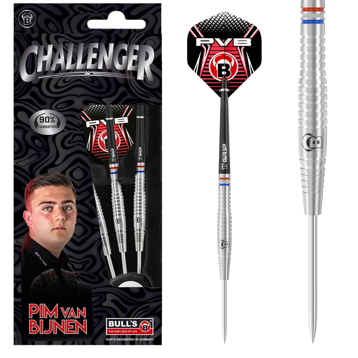 BULL'S Challenger Darts - Steel Tip - 90% Tungsten - Pim van Bijnen - 25g