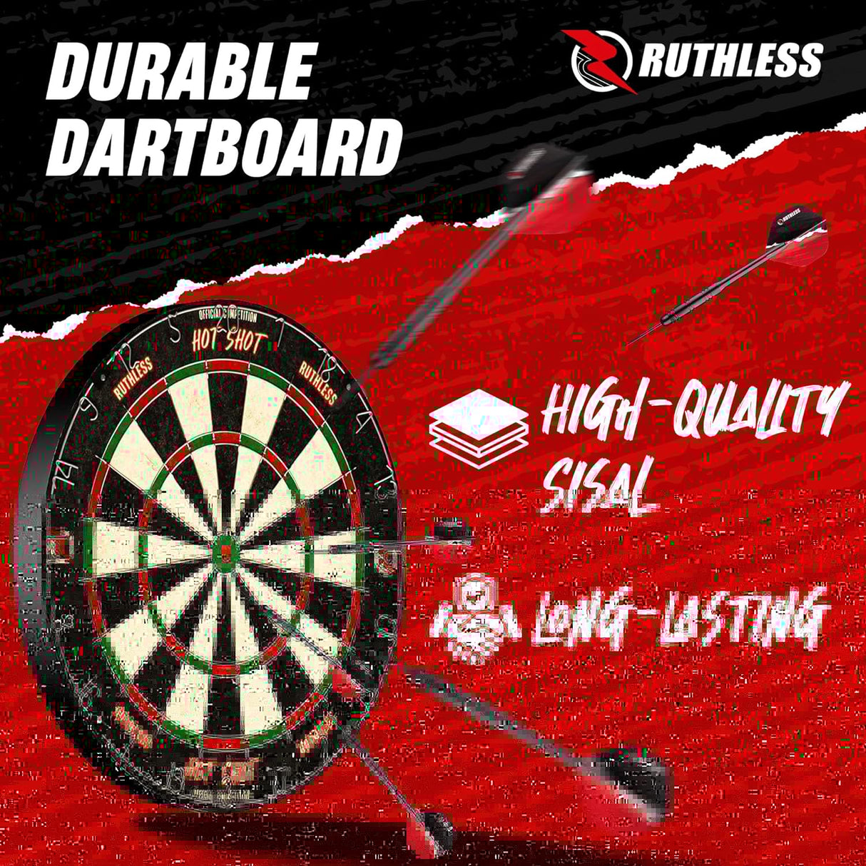 Ruthless Animal Home Darts Centre - Hotshot Dartboard in Cabinet - Cobra