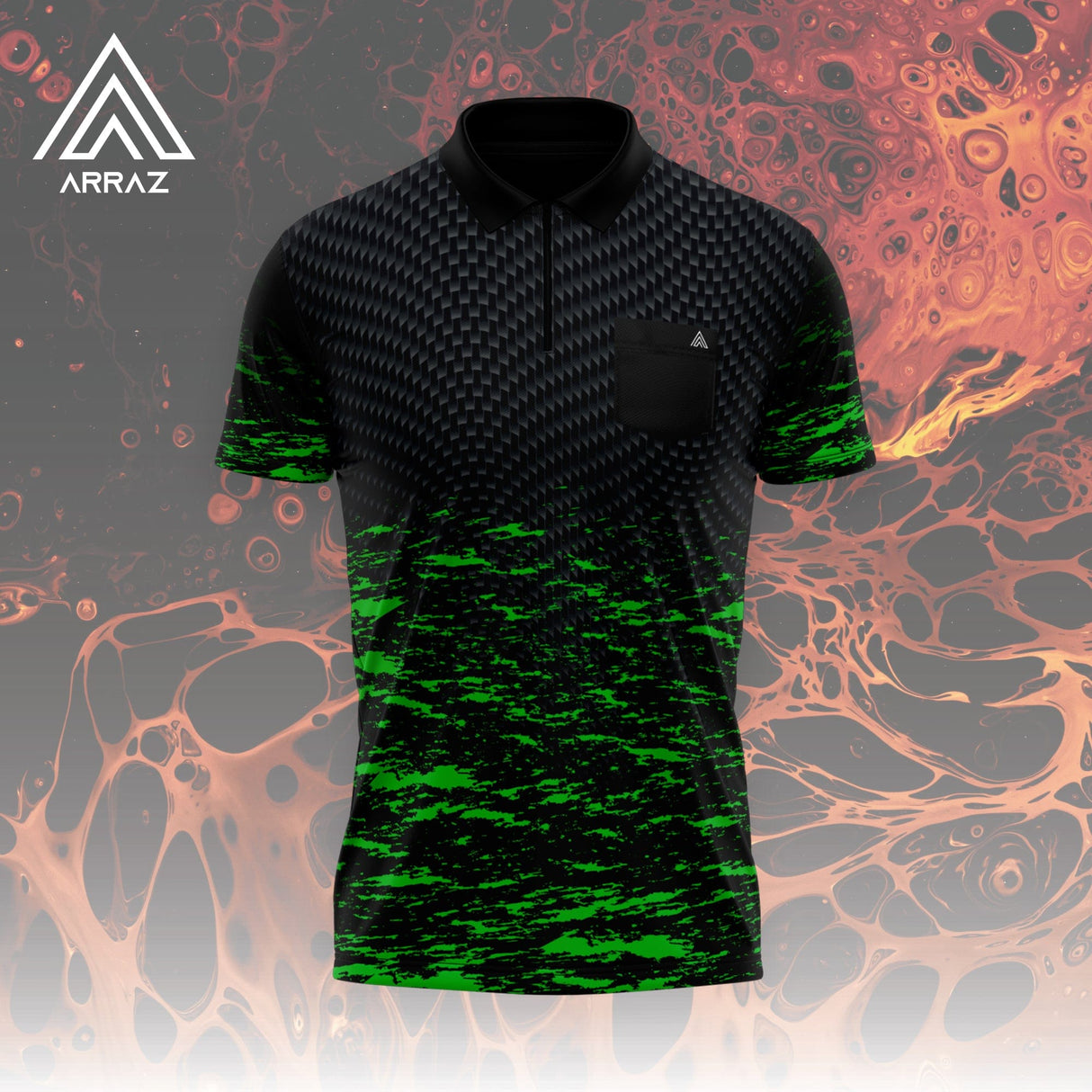 Arraz Lava Dart Shirt - with Pocket - Black & Green