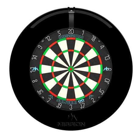 Mission Samurai Infinity Dartboard Set - Dart Board, Surround & Torus 100 Light - Black