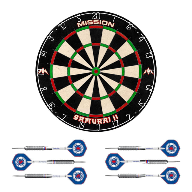 Mission Samurai II x Rangers Dartboard Set - Dart Board & 2 sets of Brass Darts - Red