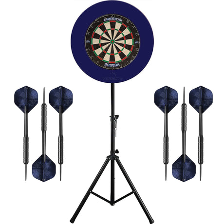 Mission Shotgun Dartboard & Stand Set - Dart Board, Surround and Stand - Blue