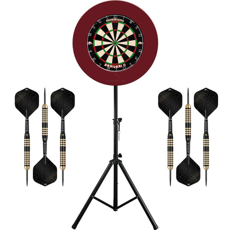 Mission Samurai II Dartboard & Stand Set - Dart Board, Surround, Stand and Darts - Red