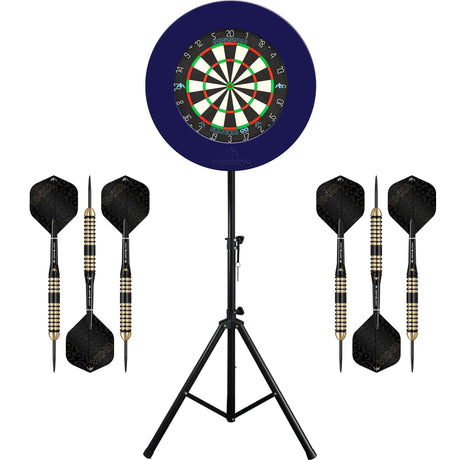 Mission Samurai Infinity Dartboard & Stand Set - Dart Board, Surround, Stand and Darts - Blue