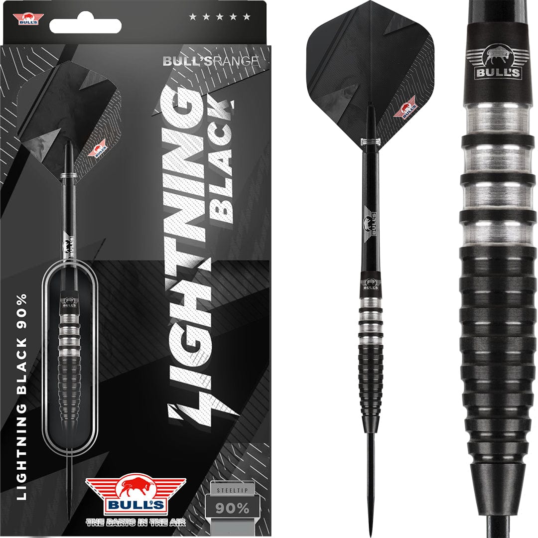 Bulls Black Lightning Darts - Steel Tip - 90% Tungsten