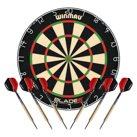 Winmau Blade 6 Dart Board with 2 Darts Sets - Professional - with Rota Lock System