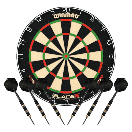 Winmau Blade 6 Dartboard with 2 Darts Sets - Professional - with Rota Lock System