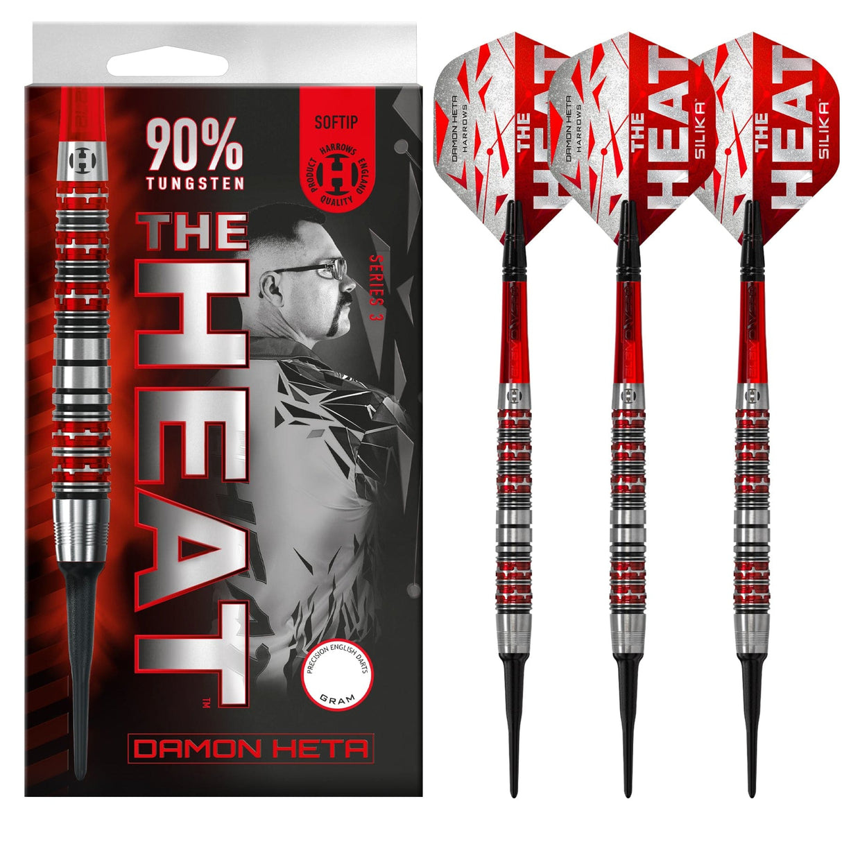 Harrows Damon Heta Darts - The Heat - Soft Tip - 90% Tungsten - Series 3