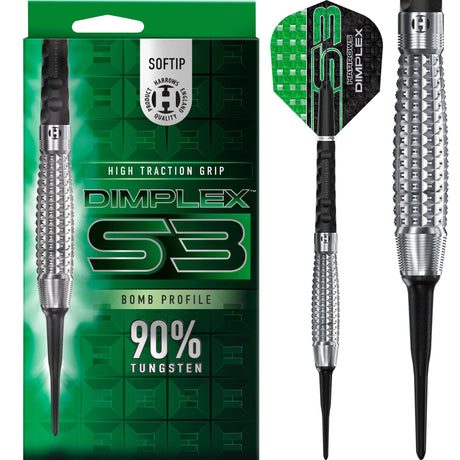 Harrows Dimplex S3 Darts - Soft Tip - 90% Tungsten - Bomb