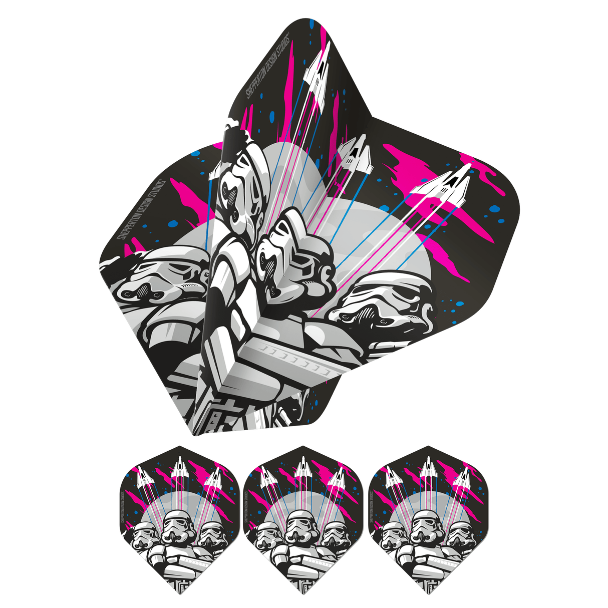 Original StormTrooper Dart Flights - Official Licensed - No2 - Std - 3 Storm Troopers & 3 Space Crafts