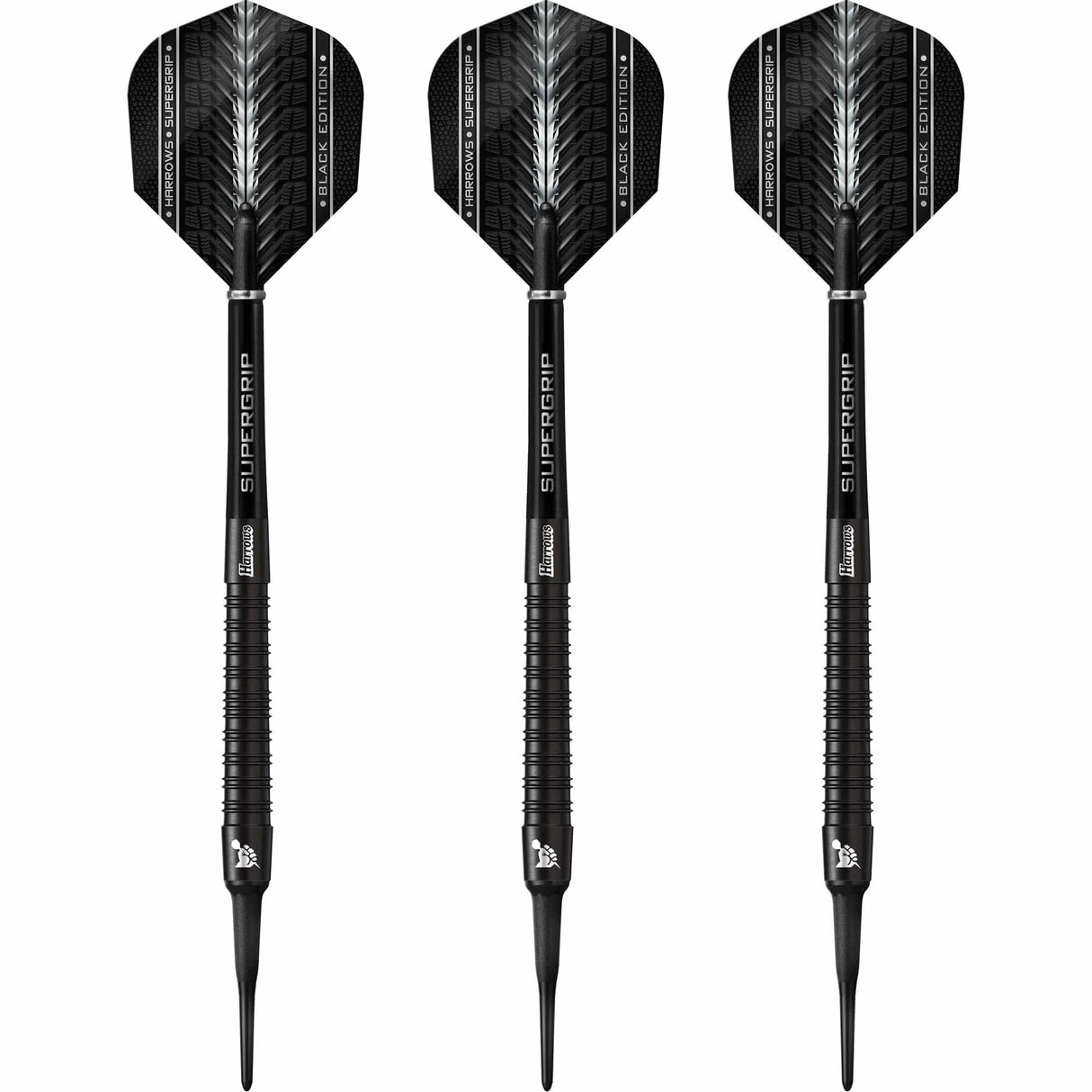 Harrows Supergrip Black Darts - Soft Tip - 18g