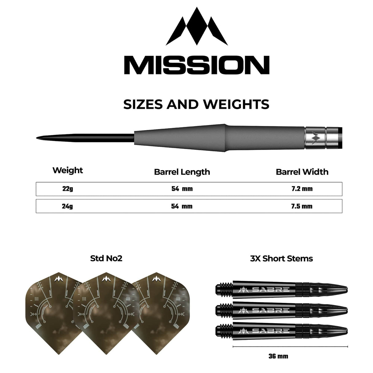 Mission Saturn Darts - Steel Tip - 90% Tungsten - Hyperion
