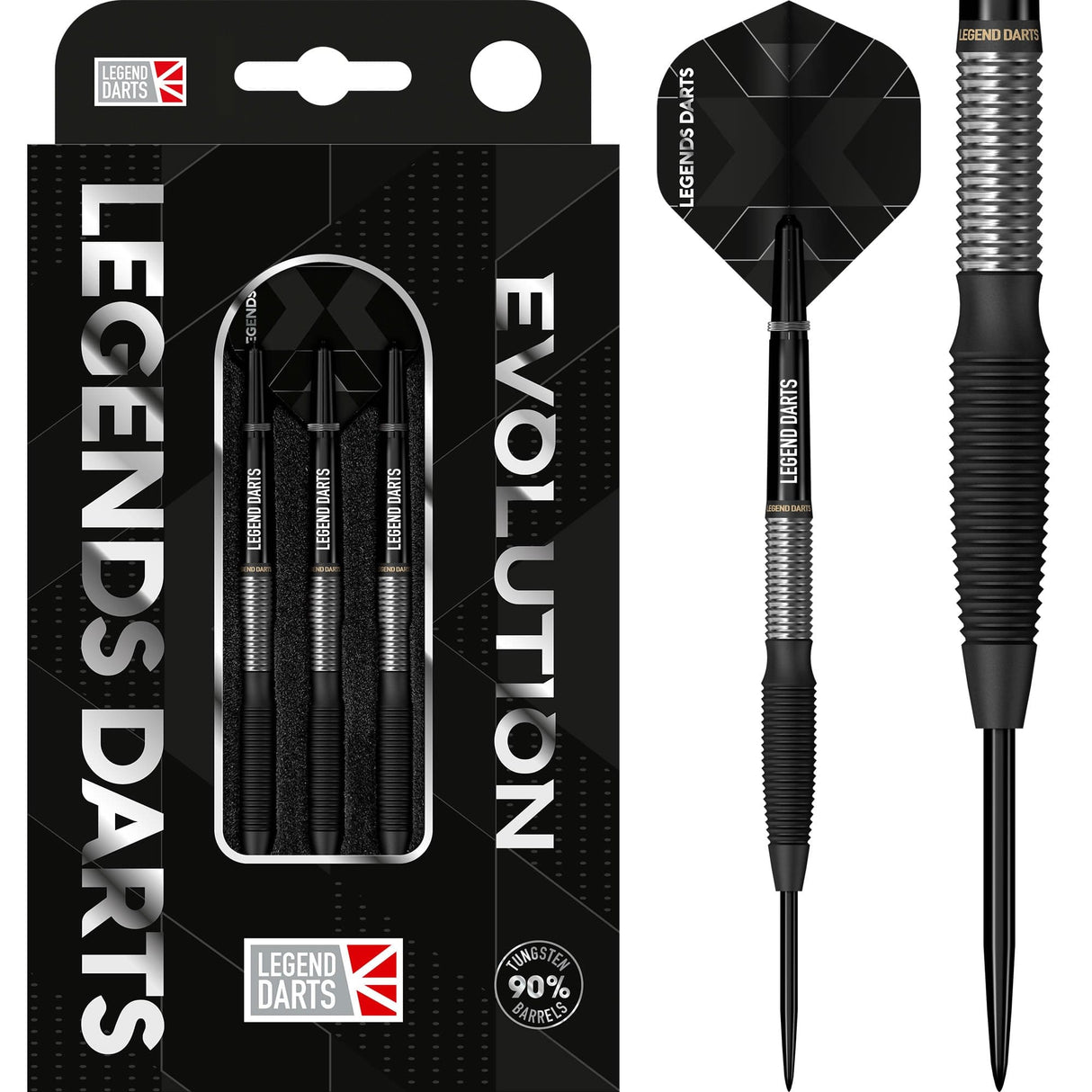 Legend Darts - Steel Tip - Evolution Series - B15 - Black - Torpedo Shark