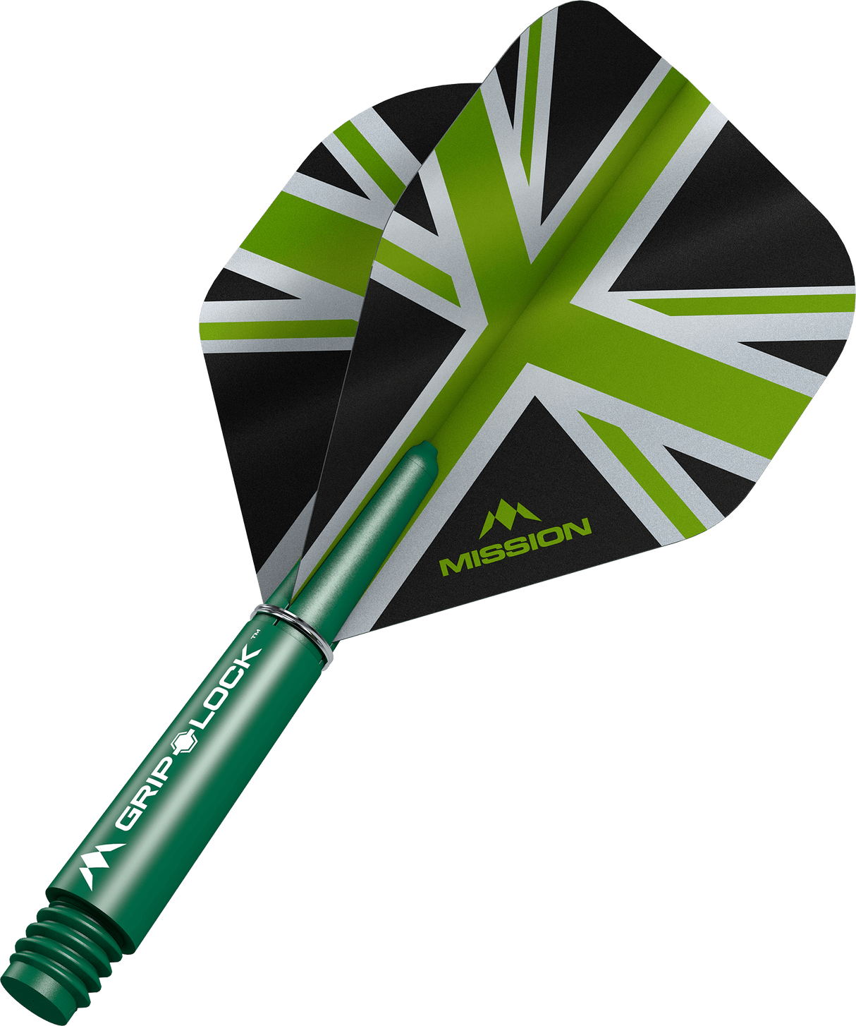 Mission Alliance Black No2 Dart Flights Combo With Griplock Shafts Green / Short