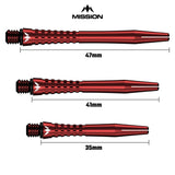 Mission Atom13 Aluminium Shafts - Anodised Metal Stems - Red