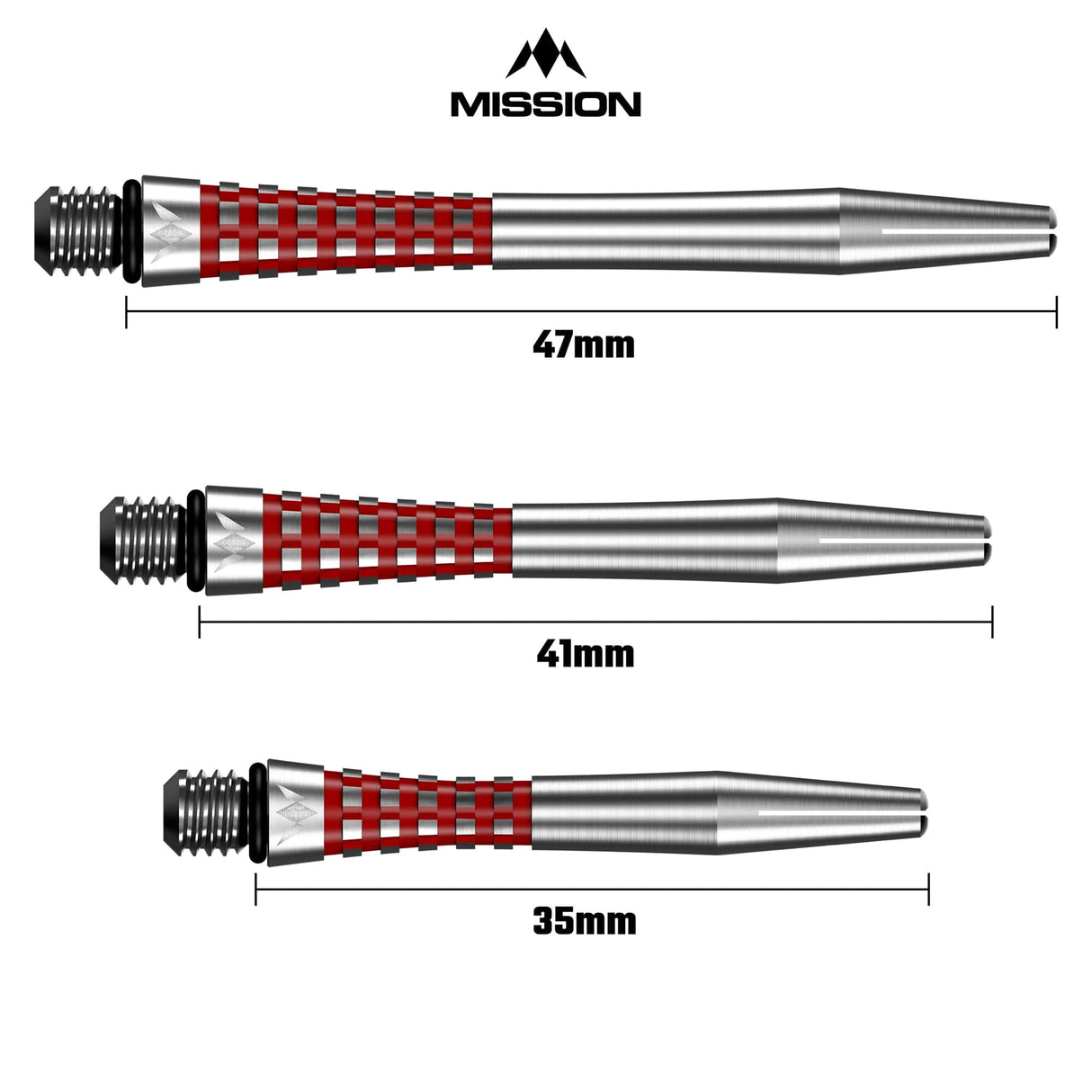 Mission Atom13 Aluminium Shafts - Natural Metal Stems - Red