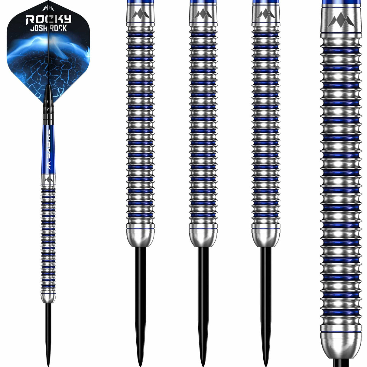 Mission Josh Rock v2 Darts - Steel Tip - 95% - Silver & Blue PVD