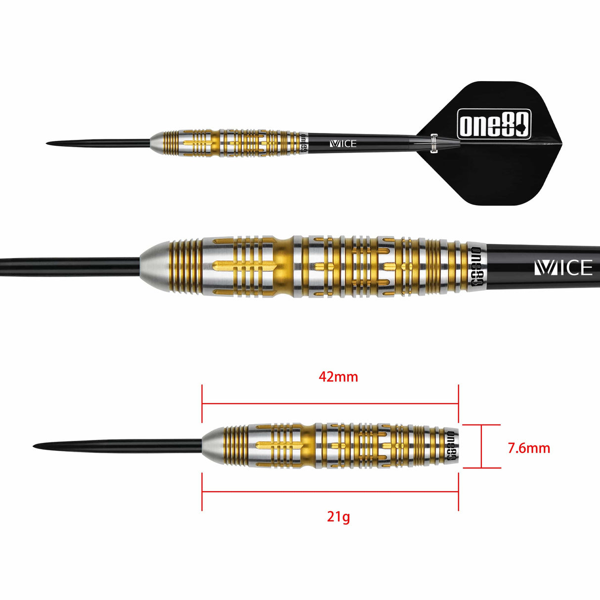 One80 Noriyuki Negeshi Darts - Steel Tip - 90% Tungsten - 21g