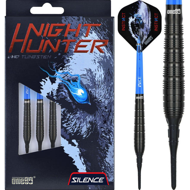 One80 Nighthunter Darts - Soft Tip - 90% Tungsten - Silence - 18g