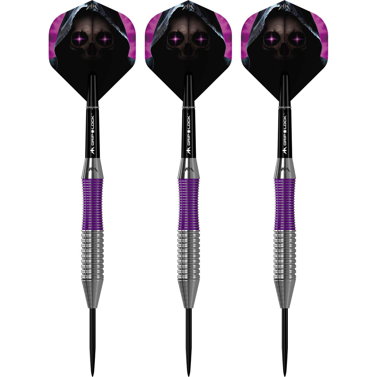 Mission Phantom Darts - Steel Tip - Brass - Silver & Purple Coated