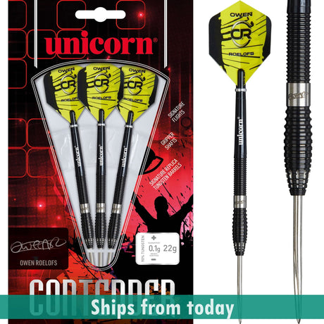 Unicorn Contender Darts - Steel Tip - 90% Tungsten - Owen Roelofs - 22g