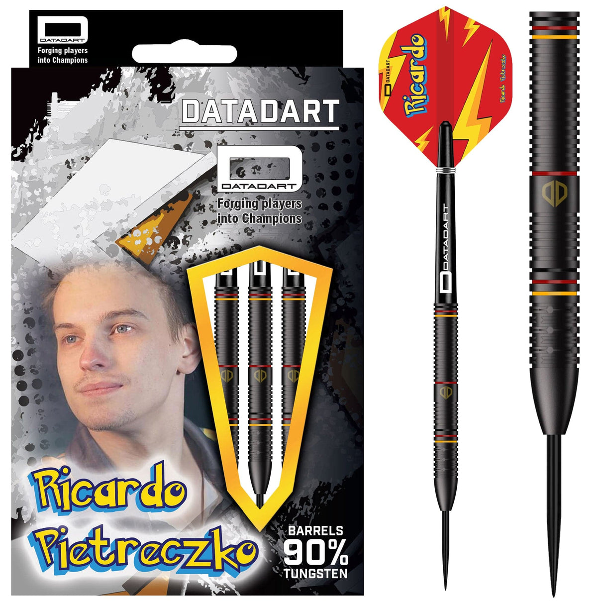 Datadart Ricardo Pietreczko Darts - Steel Tip - 90% - Pikachu - Black PVD