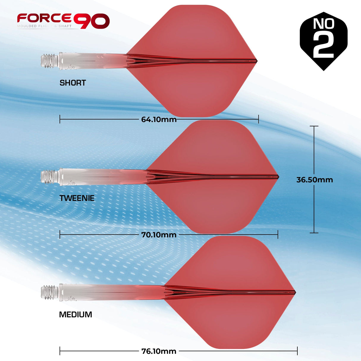 Mission Force 90 - New Moulded Flight & Shaft System - Standard No2 - Gradient - Transparent Red