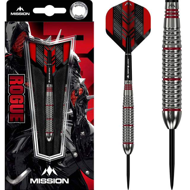 Mission Rogue Darts - Steel Tip - Brass - Silver & Red Coated