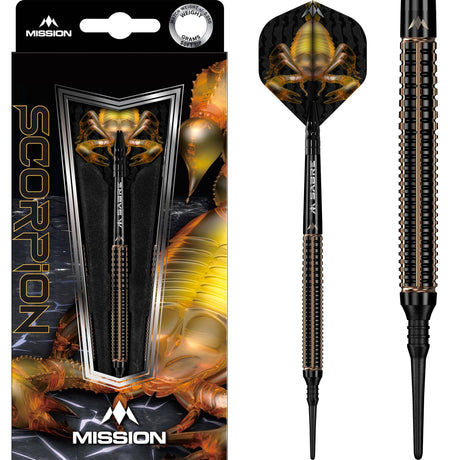 Mission Scorpion Darts - Soft Tip - 90% Tungsten - Black & Gold Electro