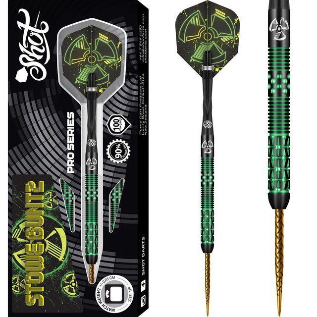 Shot Pro Series Darts - Steel Tip - 90% Tungsten - Stowe Buntz V2 - Black - 23g