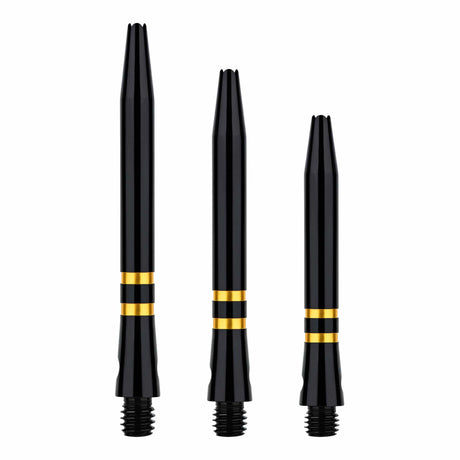 One80 TC Alu Dart Shafts - Regrooved Stems - Black & Gold