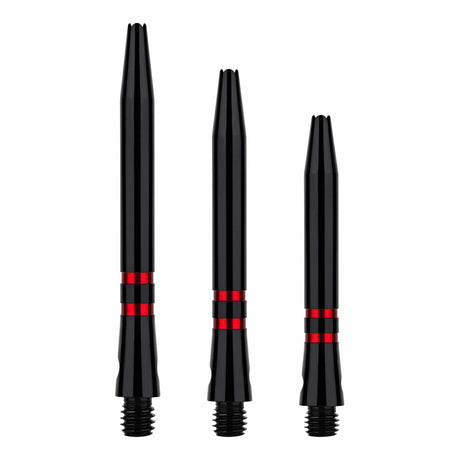 One80 TC Alu Dart Shafts - Regrooved Stems - Black & Red