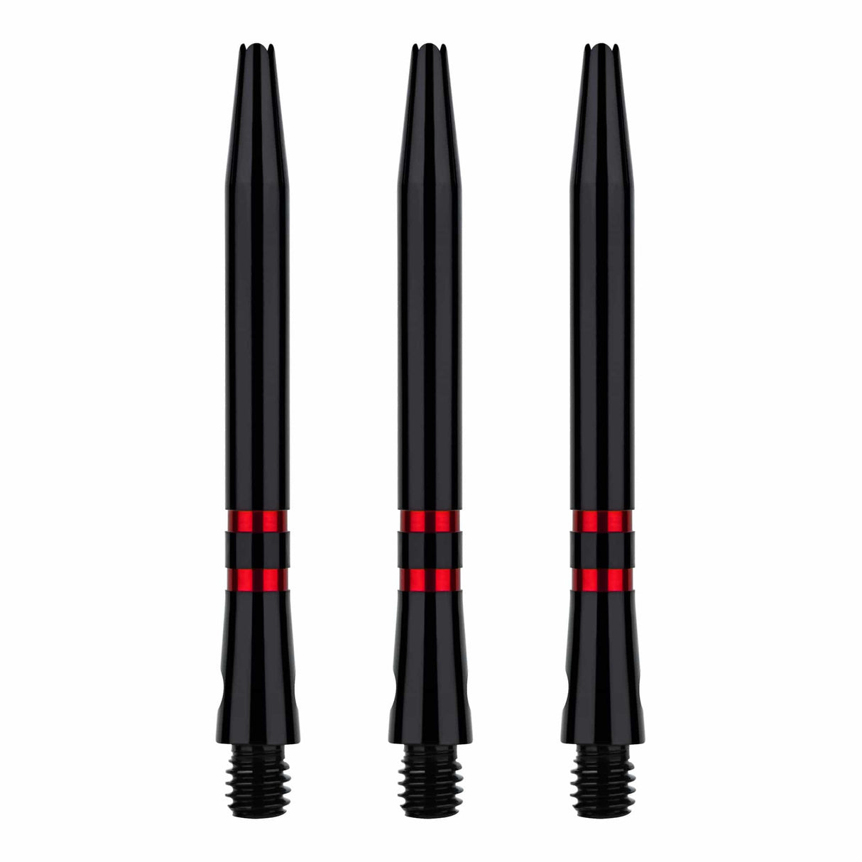 One80 TC Alu Dart Shafts - Regrooved Stems - Black & Red