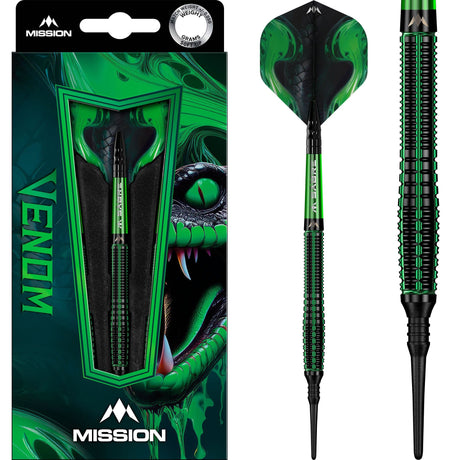 Mission Venom Darts - Soft Tip - 90% Tungsten - Black & Green Electro