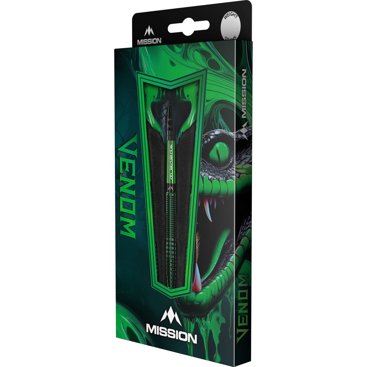 Mission Venom Darts - Steel Tip - 90% Tungsten - Black & Green Electro