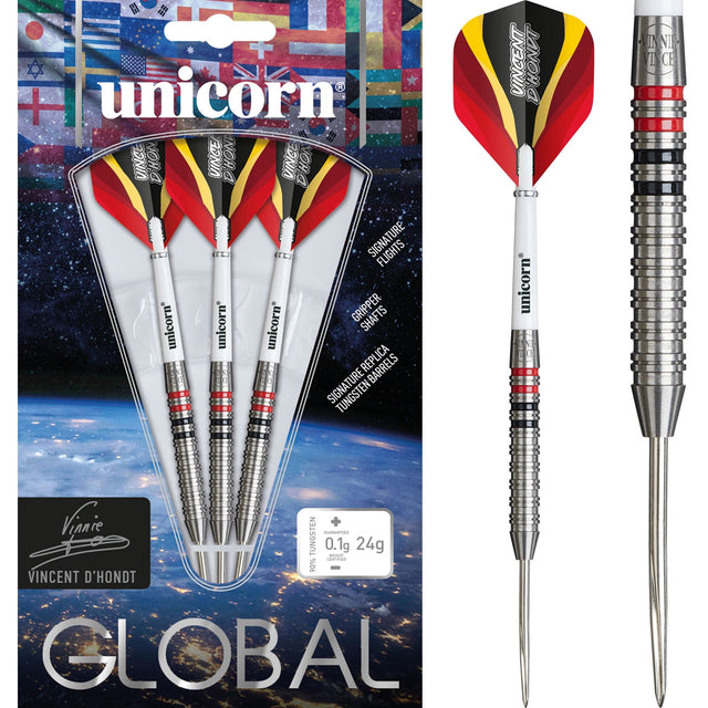 Unicorn Global Darts - Steel Tip - 90% Tungsten - Vincent D'Hondt - 24g