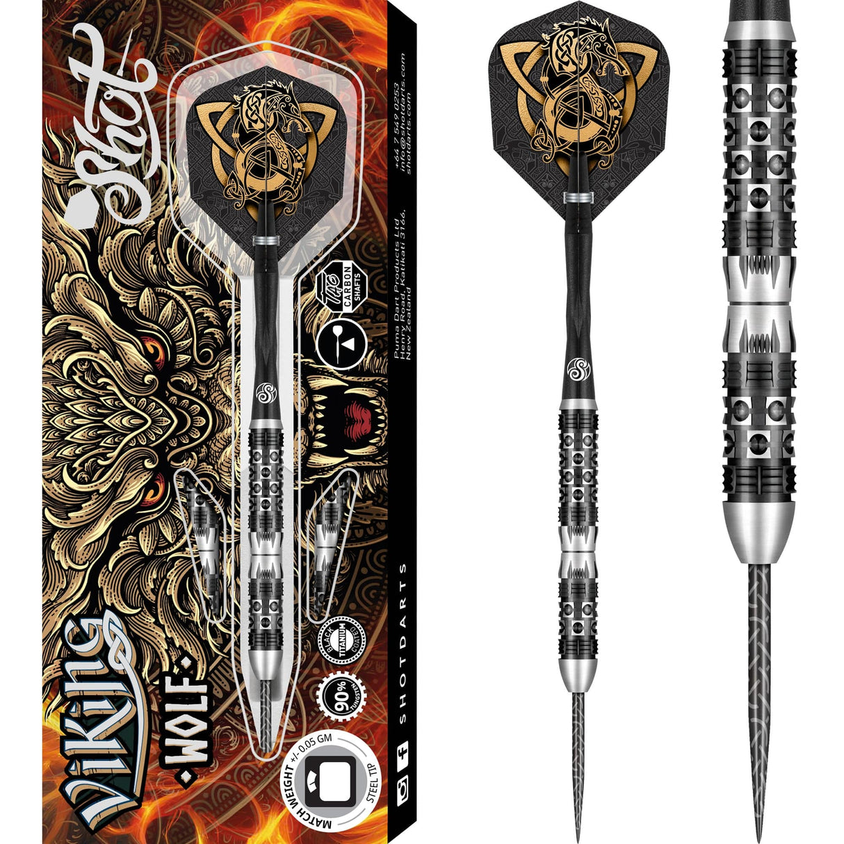 Shot Viking Darts - Steel Tip - 90% Tungsten - Wolf