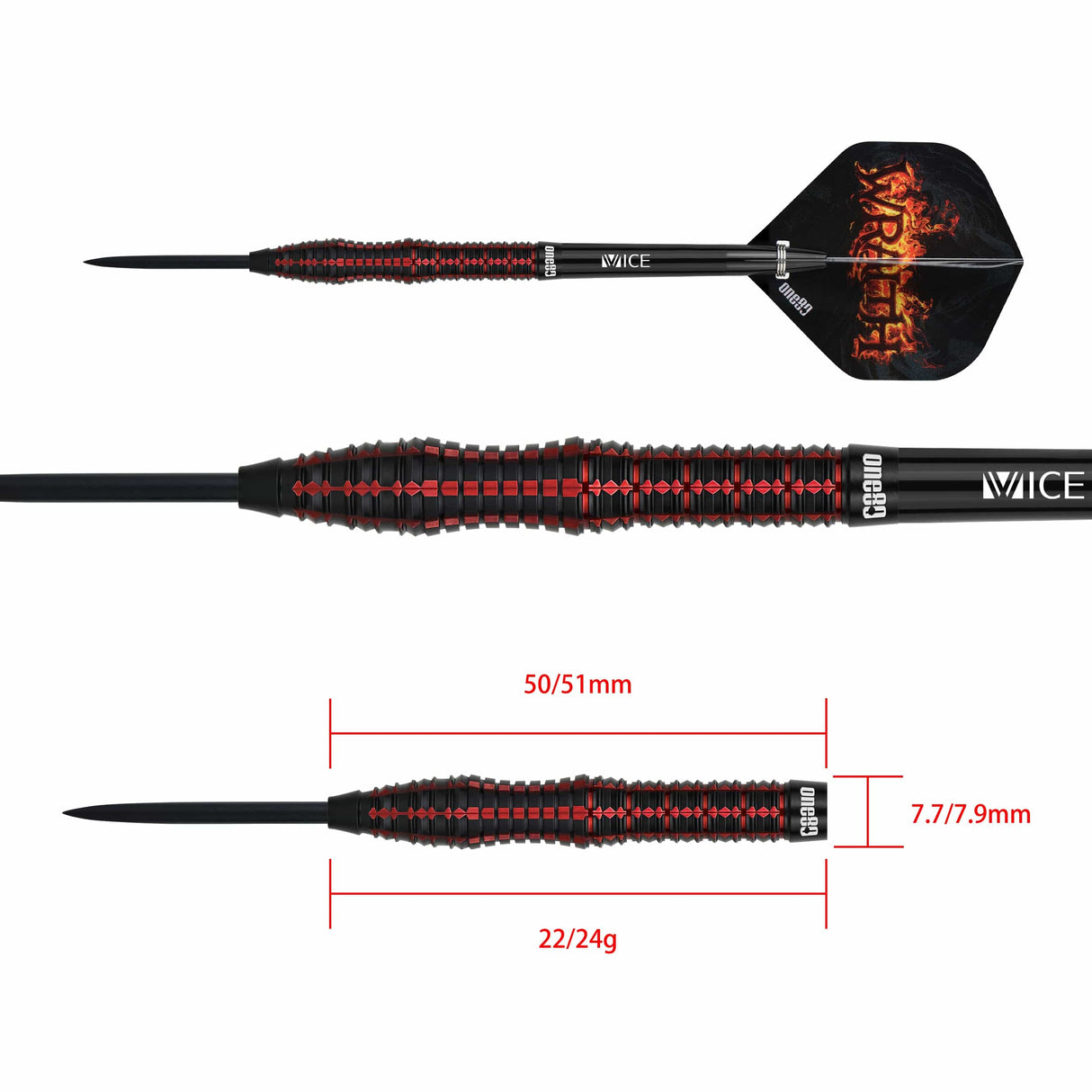 One80 Wraith Darts - Steel Tip - 90% Tungsten - W2