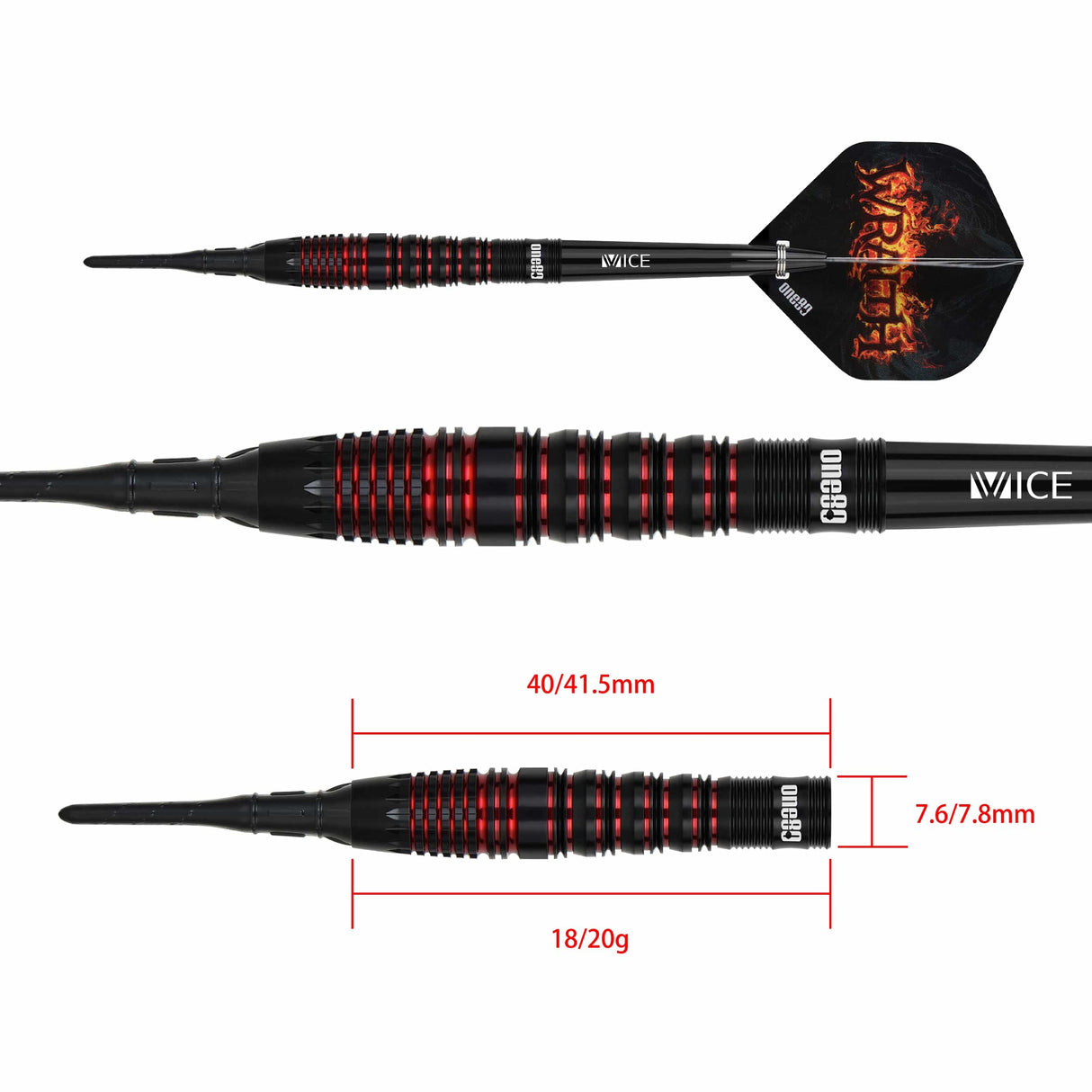 One80 Wraith Darts - Soft Tip - 90% Tungsten - W4 - 18g