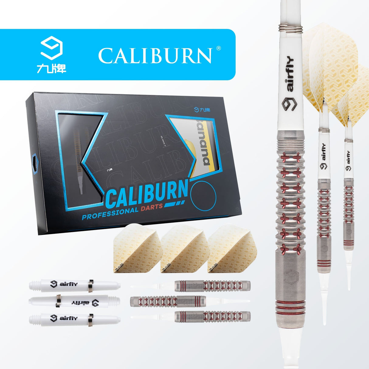 Caliburn Crusader II Darts - Soft Tip - 90% - Red