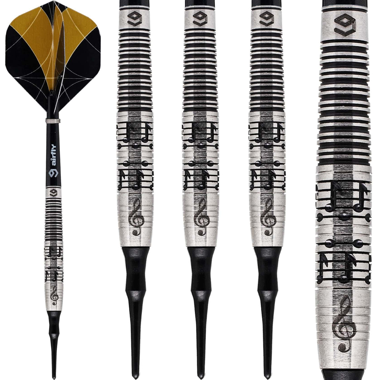 Caliburn Player Darts - Soft Tip - 90% - Black Rings - Melody 20g