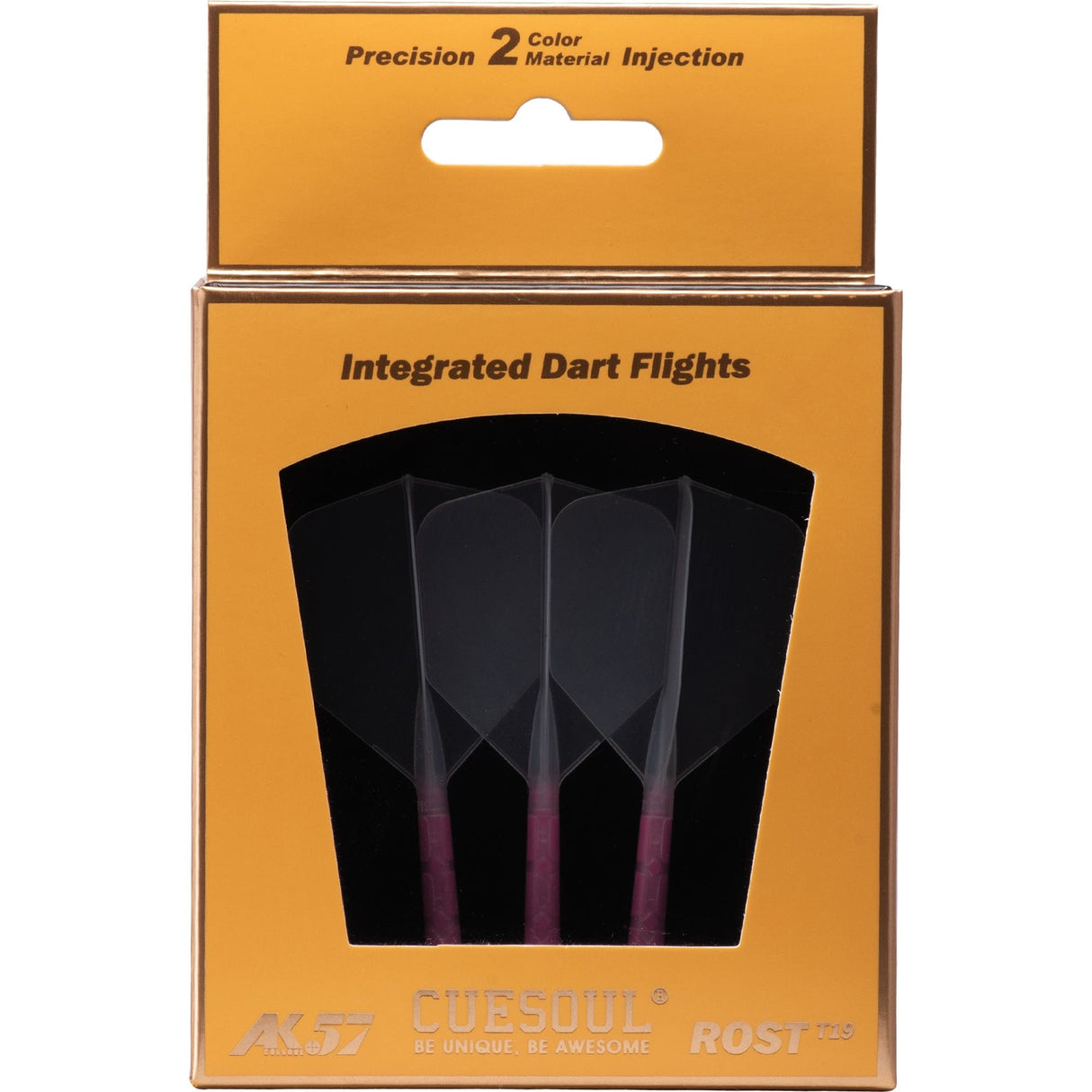 Cuesoul Rost T19 Integrated Dart Shaft and Flights - Big Wing - Pink with Clear Flight