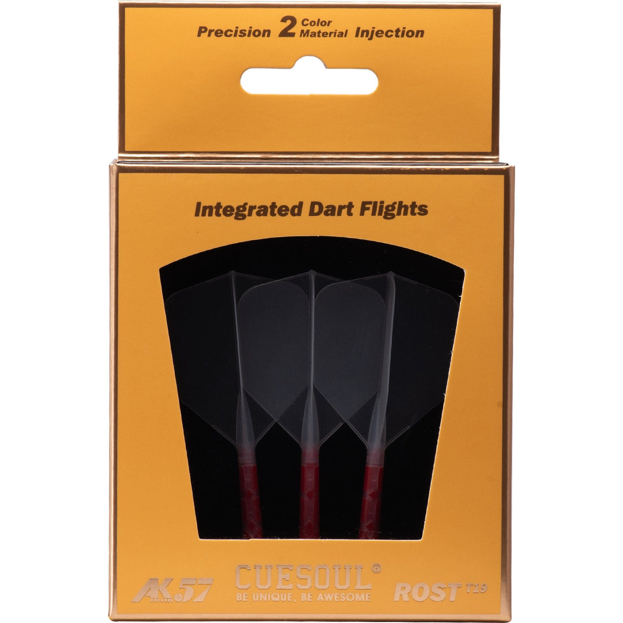 Cuesoul Rost T19 Integrated Dart Shaft and Flights - Big Wing - Red with Clear Flight