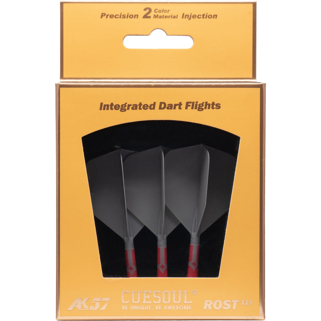 Cuesoul Rost T19 Integrated Dart Shaft and Flights - Big Wing - Red with Grey Flight