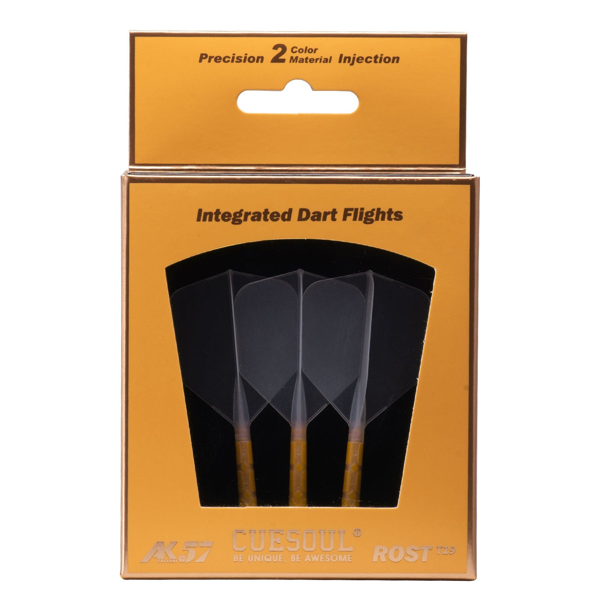 Cuesoul Rost T19 Integrated Dart Shaft and Flights - Big Wing - Yellow with Clear Flight