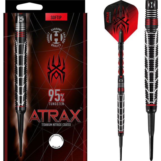 Harrows Atrax Darts - Soft Tip - 95% - Black Titanium 18g