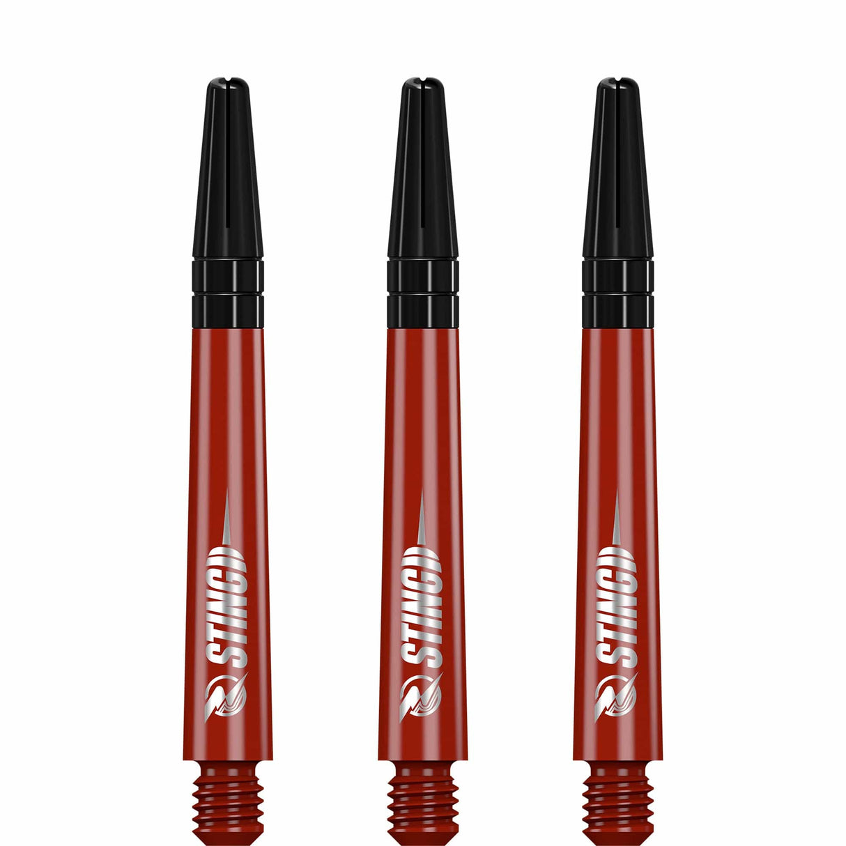 Ruthless Sting Dart Shafts - Polycarbonate - Solid Red - Black Top Tweenie Plus