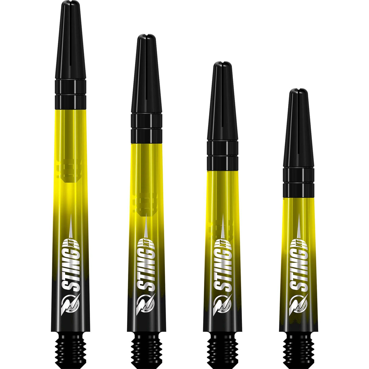 Ruthless Sting XT Dart Shafts - Polycarbonate - Gradient Black & Yellow - Black Top