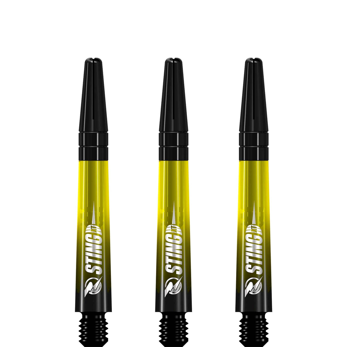 Ruthless Sting XT Dart Shafts - Polycarbonate - Gradient Black & Yellow - Black Top Tweenie