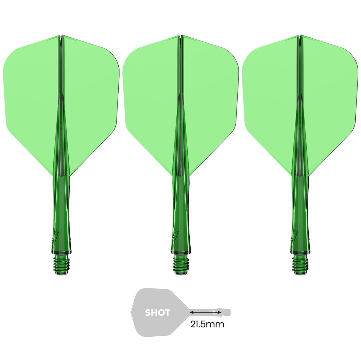 Caliburn SUP Flights - Moulded Flight & Shaft - Standard No6 Green / Short